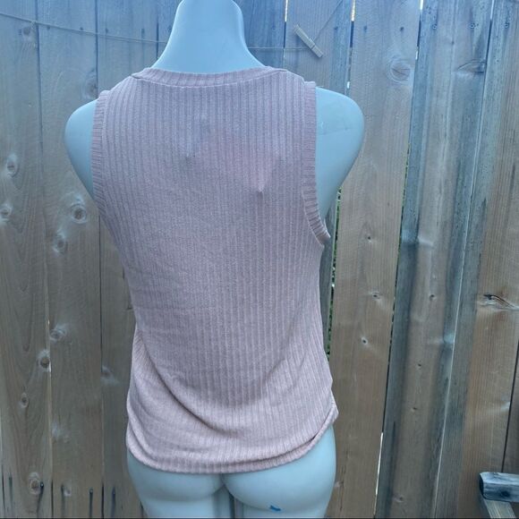 MANGO ribbed sleeveless V neck top in soft pink size small NWT - Picture 5 of 15